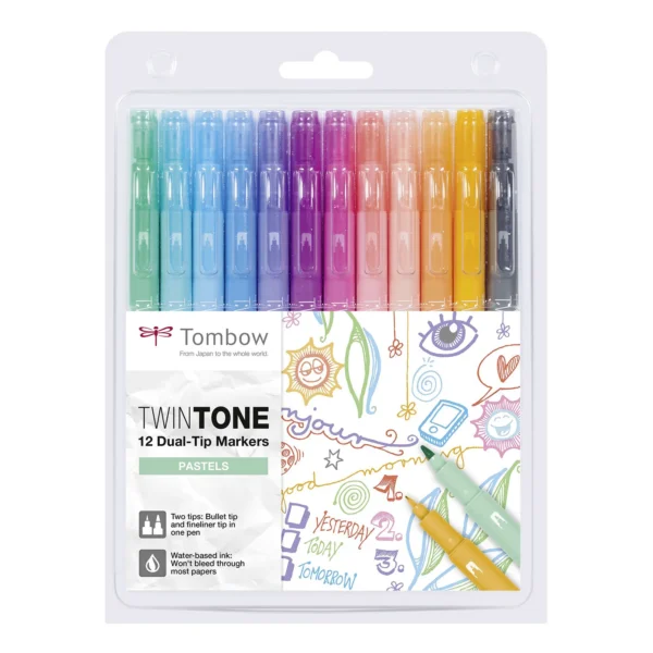 Tombow Twintone dual-tip markers pastels 12pcs