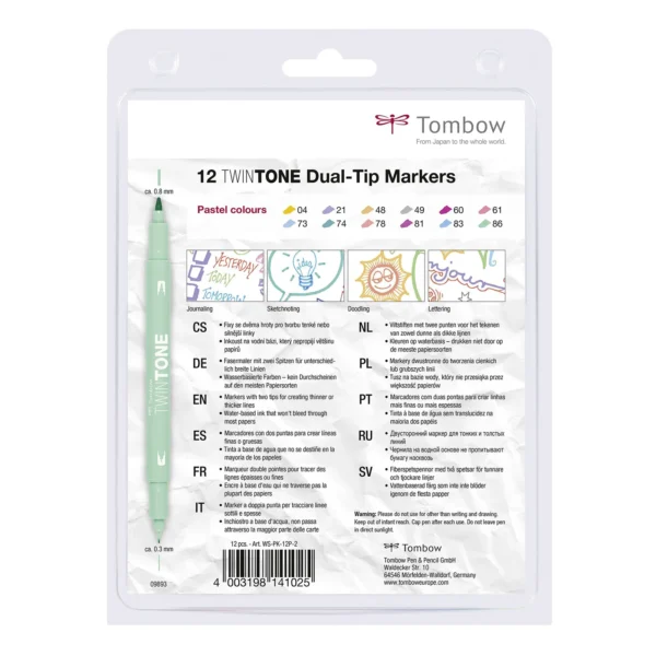 Tombow Twintone dual-tip markers pastels 12pcs - Image 2